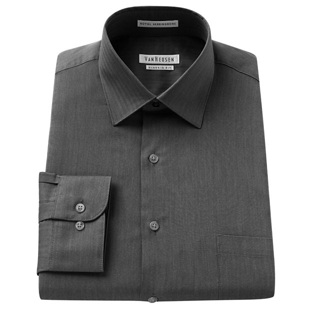 men's classic-fit non-iron performance herringbone dress shirt Comfort Stretch Non-Iron Herringbone Dress Shirt With Contrast Trim - Teal main image 1