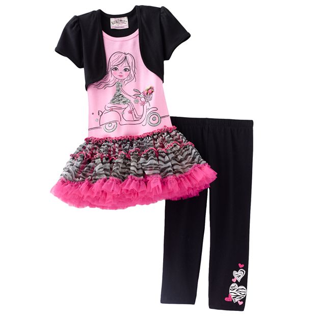 Knitworks Mock-Layer Zebra Dress and Leggings Set - Girls 4-6x