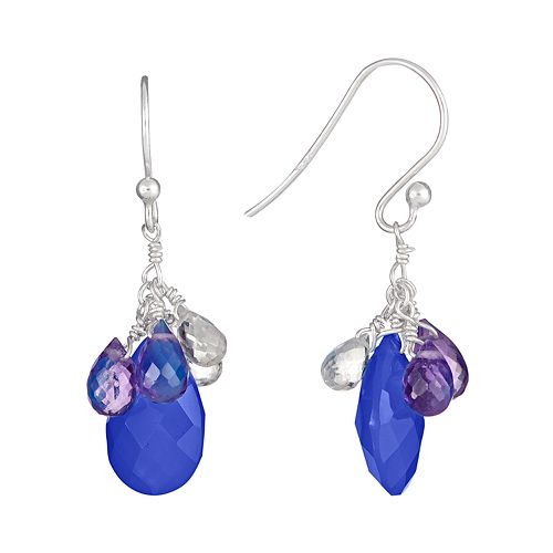 Sterling Silver Gemstone Briolette Drop Earrings