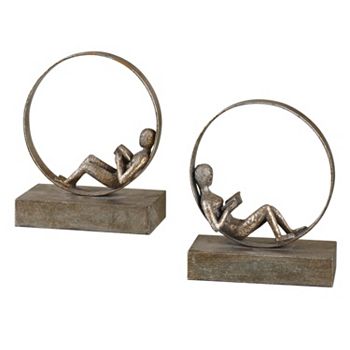 Uttermost 19596 Silver Lounging Reader Bookends Set Of 2 