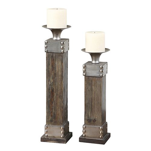 4-pc. Lican Pillar Candle and Candleholder Set