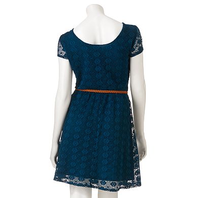 Juniors' Lily Rose Lace Skater Dress