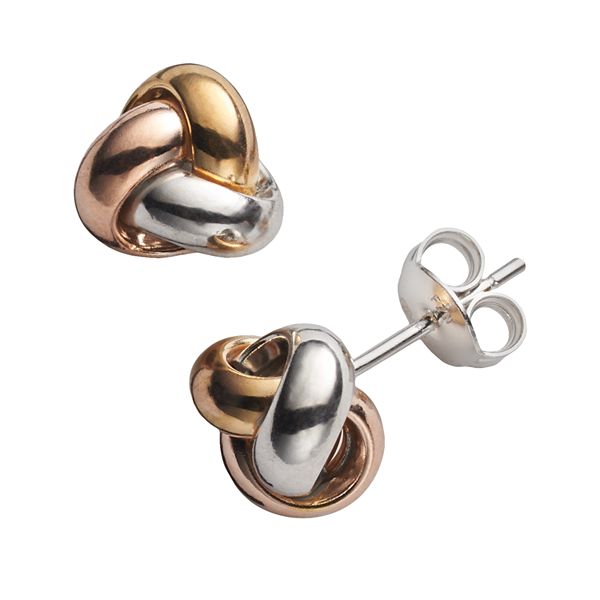 Designs By Gioelli 14k Gold Over Silver Tri Tone Love Knot Stud Earrings
