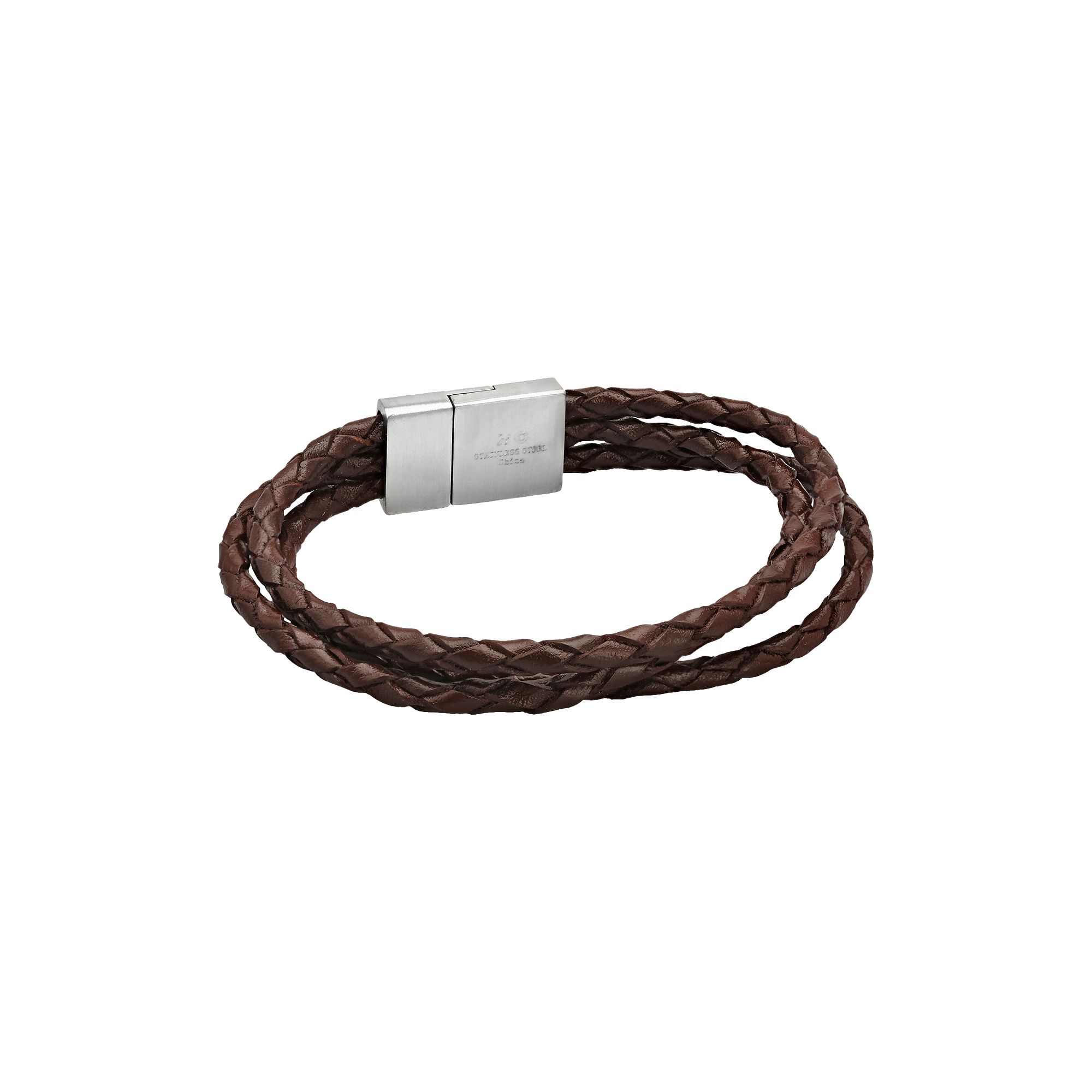 LYNX Stainless Steel & Brown Leather Rope Bracelet - Men, Mens, Size: 8.5
