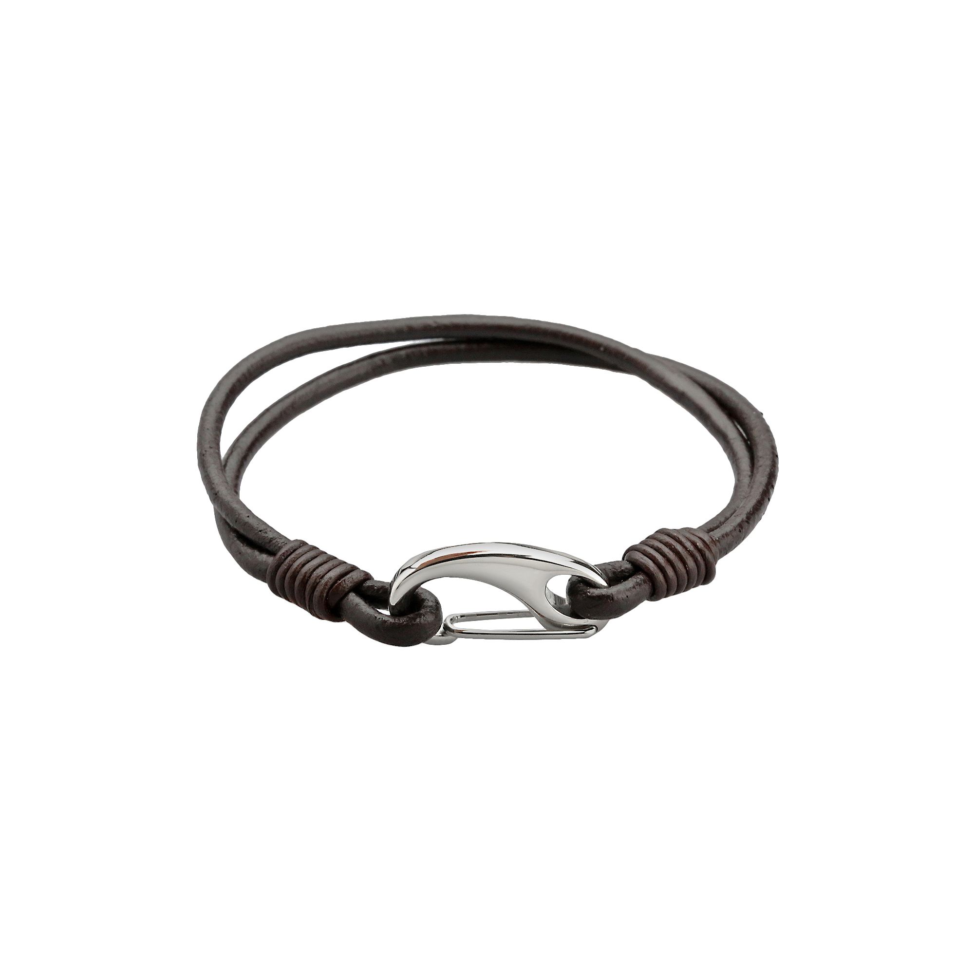 LYNX Stainless Steel & Brown Leather Bracelet - Men, Mens, Size: 8