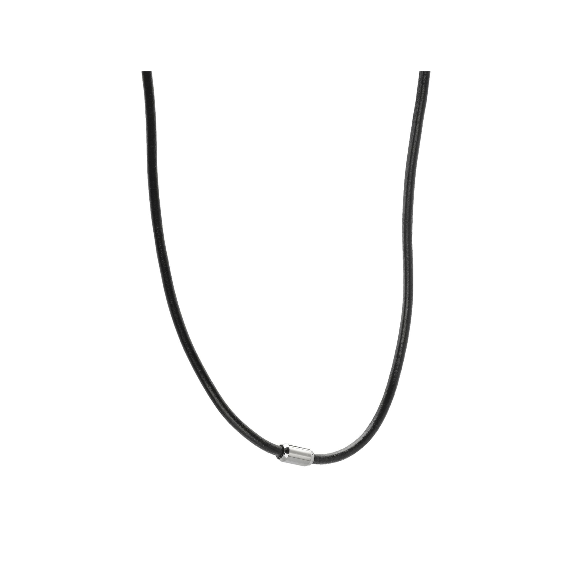 LYNX Stainless Steel & Black Leather Necklace - Men, Mens, Size: 22