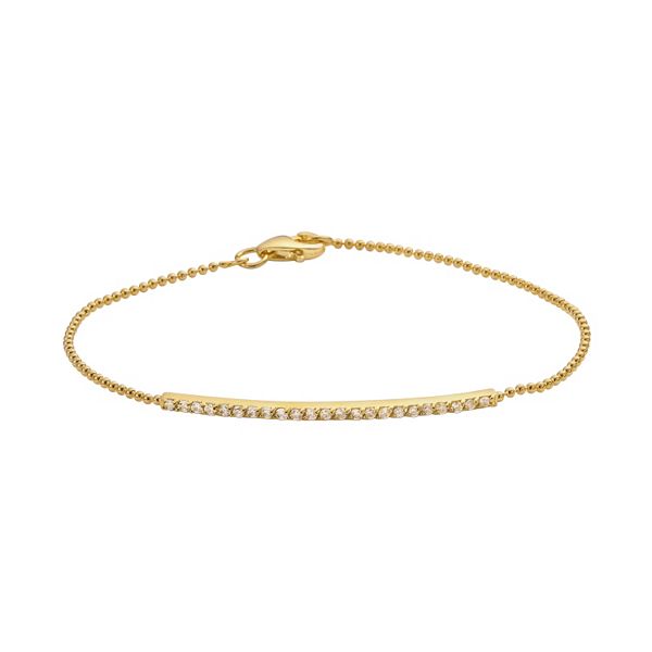 Sophie Miller 14k Gold Over Silver Cubic Zirconia Bar Link Bracelet