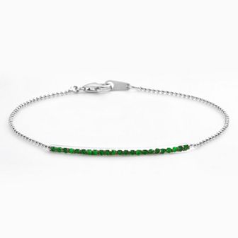Sophie Miller Sterling Silver Simulated Emerald Bar Link Bracelet