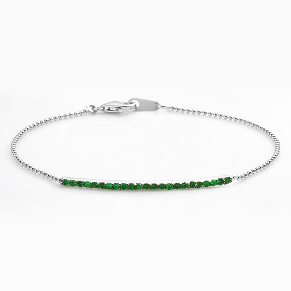 Sophie Miller Sterling Silver Simulated Emerald Bar Link Bracelet
