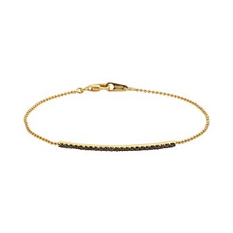 Sophie Miller 14k Gold Over Silver Black Cubic Zirconia Bar Link Bracelet