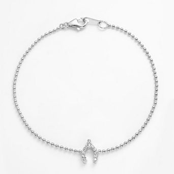 Sophie Miller Sterling Silver Cubic Zirconia Wishbone Link Bracelet