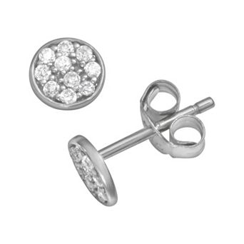Sophie Miller Sterling Silver Cubic Zirconia Disc Stud Earrings