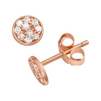 Sophie Miller 14k Rose Gold Over Silver Cubic Zirconia Disc Stud Earrings