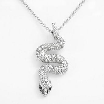 Sophie Miller Sterling Silver Black & White Cubic Zirconia Snake Pendant