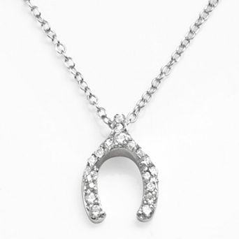 Sophie Miller Sterling Silver Cubic Zirconia Wishbone Pendant