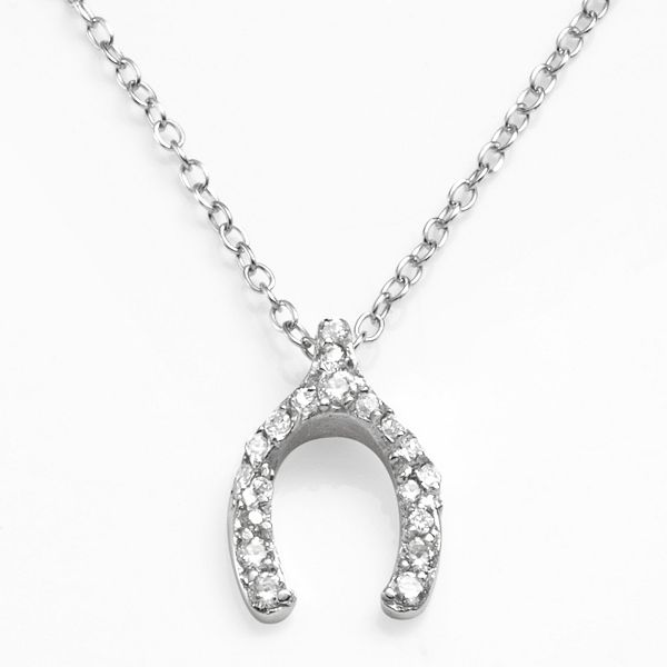 Sophie Miller Sterling Silver Cubic Zirconia Wishbone Pendant