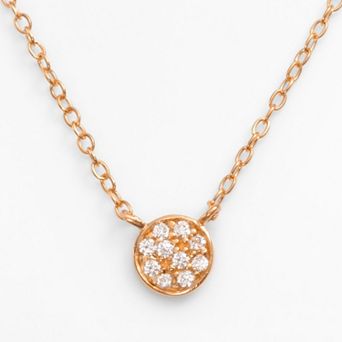 Sophie Miller 14k Rose Gold Over Silver Cubic Zirconia Disc Link Necklace
