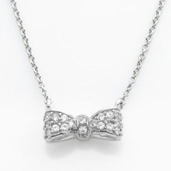 Sophie Miller Sterling Silver Cubic Zirconia Bow Necklace