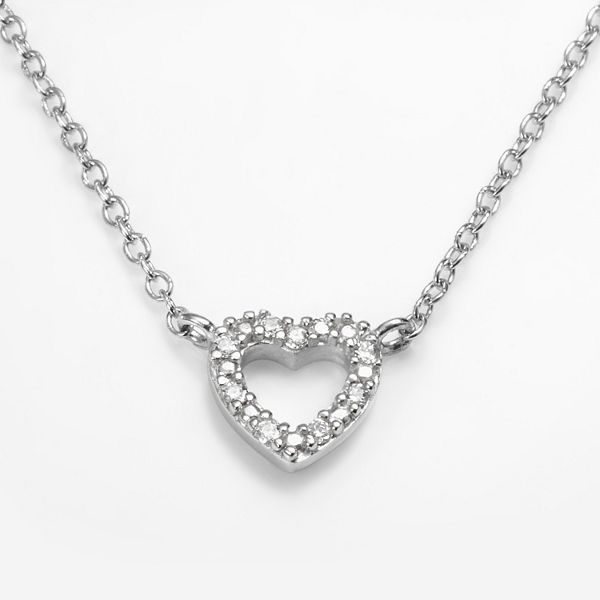 Sophie Miller Sterling Silver Cubic Zirconia Heart Link Necklace