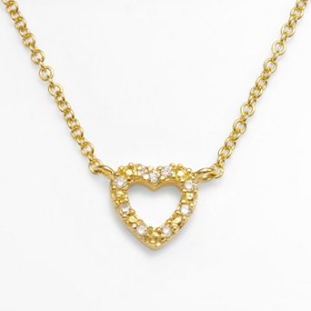 Sophie Miller 14k Gold Over Silver Cubic Zirconia Heart Link Necklace