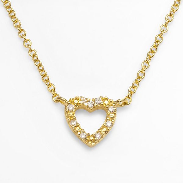 Sophie Miller 14k Gold Over Silver Cubic Zirconia Heart Link Necklace