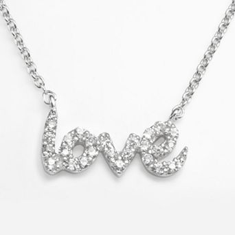 Sophie Miller Sterling Silver Cubic Zirconia "Love" Link Necklace