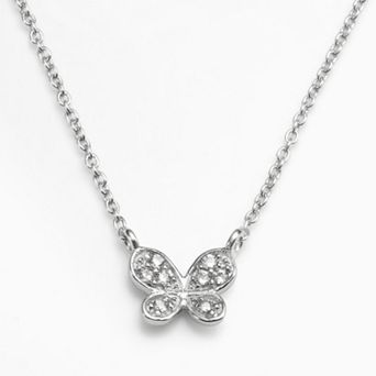 Sophie Miller Sterling Silver Cubic Zirconia Butterfly Necklace