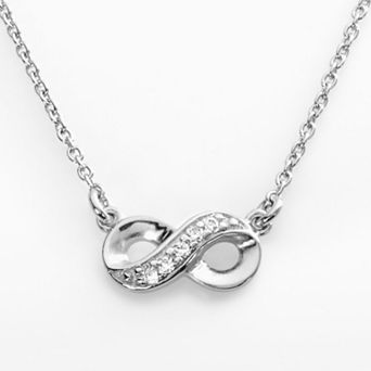 Sophie Miller Sterling Silver Simulated Diamond Infinity Link Necklace