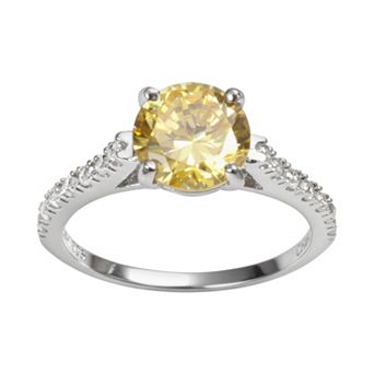 Sophie Miller Sterling Silver Yellow & White Cubic Zirconia Ring
