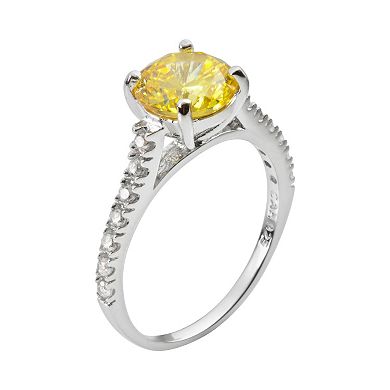 Sophie Miller Sterling Silver Yellow and White Cubic Zirconia Ring