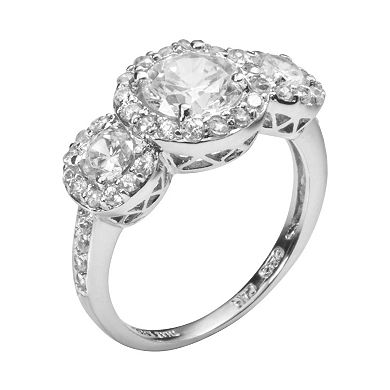 Sophie Miller Sterling Silver Cubic Zirconia Frame Ring