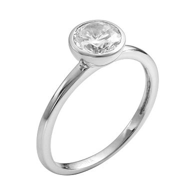 Sophie Miller Sterling Silver Cubic Zirconia Solitaire Ring