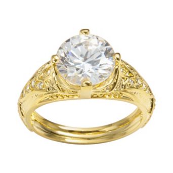 Sophie Miller 14k Gold Over Silver Cubic Zirconia Filigree Ring