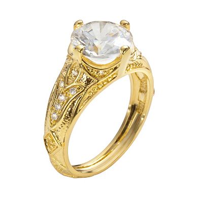 Sophie Miller 14k Gold Over Silver Cubic Zirconia Filigree Ring