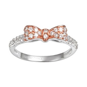 Sophie Miller 14k Rose Gold Over Silver & Sterling Silver Cubic Zirconia Bow Ring
