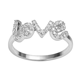 Sophie Miller Sterling Silver Cubic Zirconia "Love" Ring