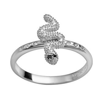 Sophie Miller Sterling Silver Black & White Cubic Zirconia Snake Ring