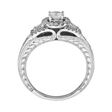 14k White Gold 1-ct. T.W. IGL Certified Round-Cut Diamond Frame Ring Set