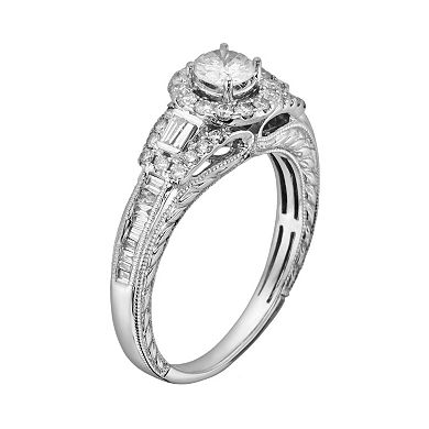 14k White Gold 1-ct. T.W. IGL Certified Round-Cut Diamond Frame Ring Set