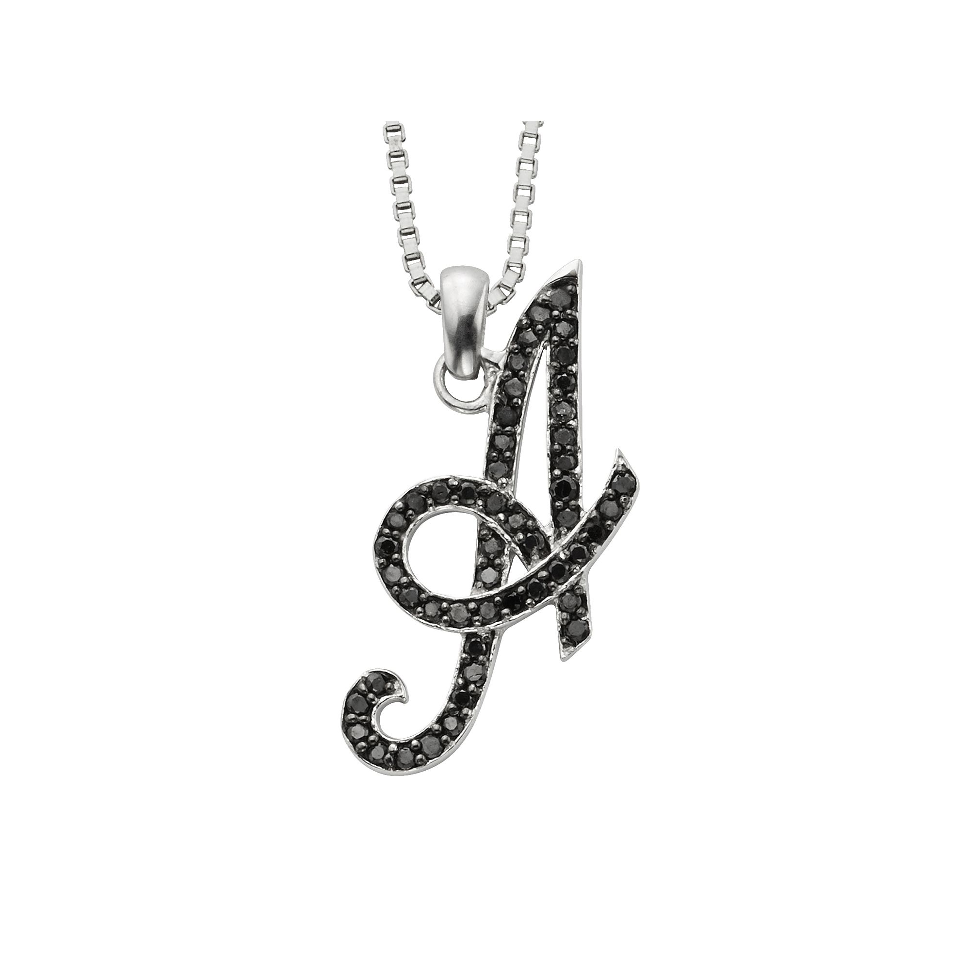 Jewelexcess Sterling Silver 1/4-ct. T.W. Black Diamond Initial Pendant, Wo