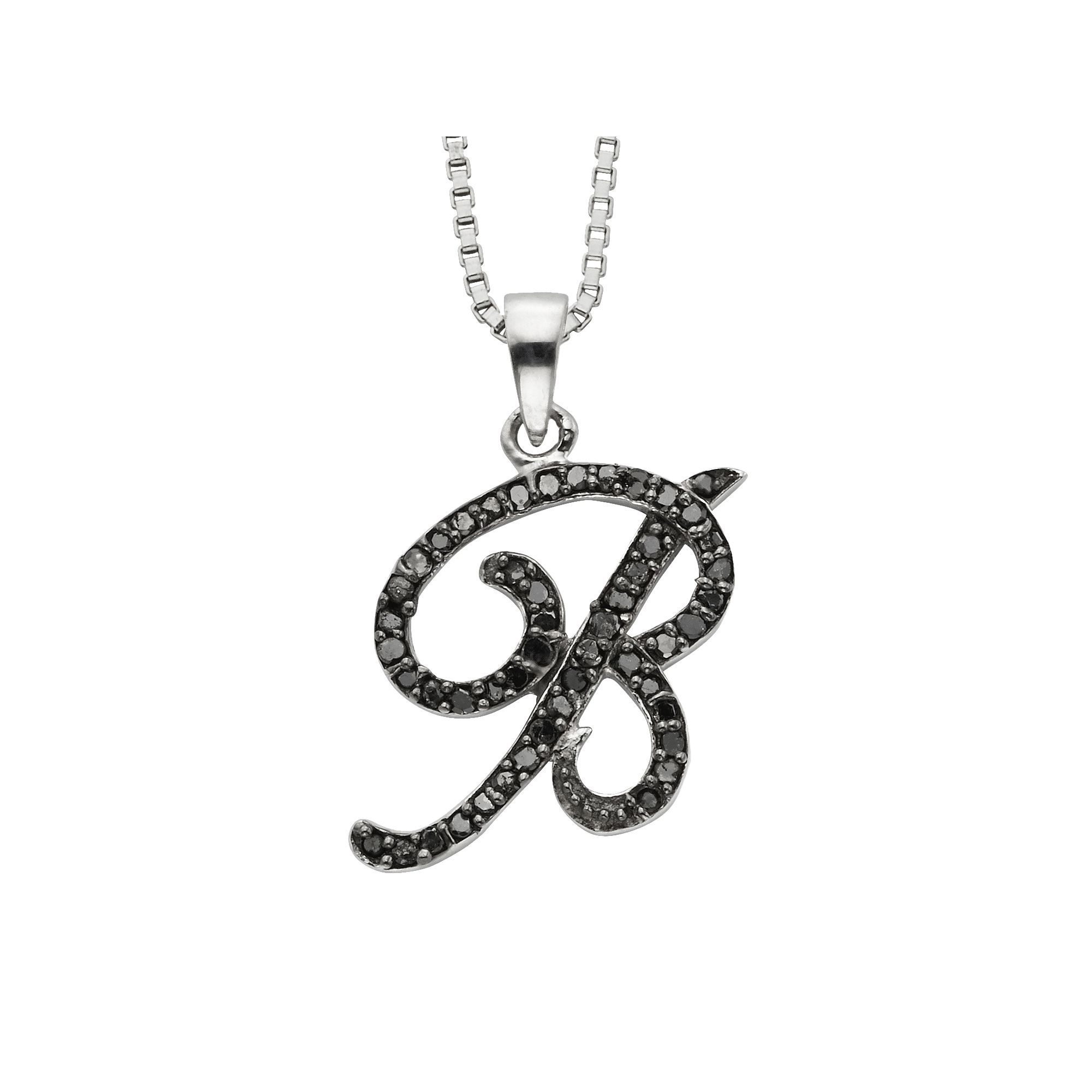 Jewelexcess Sterling Silver 1/4-ct. T.W. Black Diamond Initial Pendant, Wo