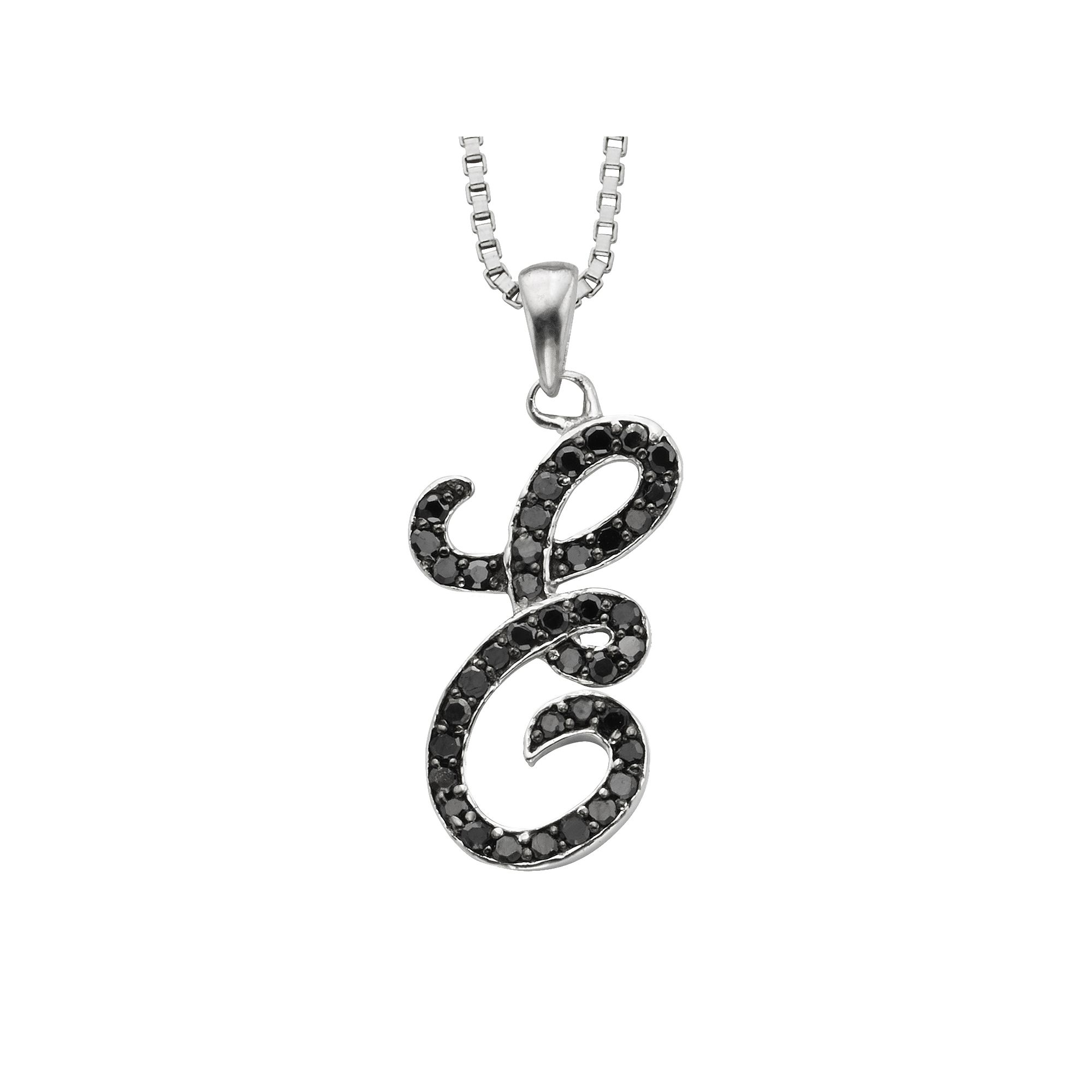 Jewelexcess Sterling Silver 1/4-ct. T.W. Black Diamond Initial Pendant, Wo