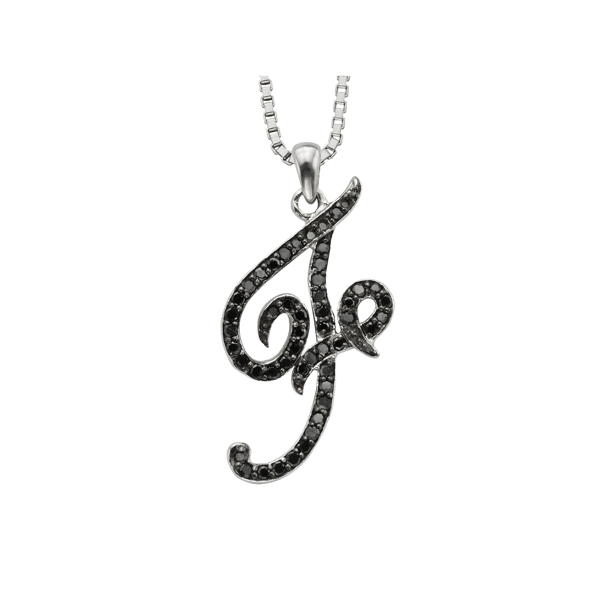 Jewelexcess Sterling Silver 1/4-ct. T.W. Black Diamond Initial Pendant, Wo