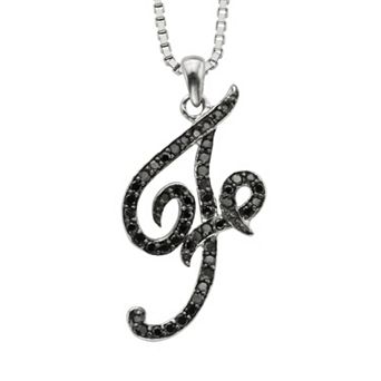 Jewelexcess Sterling Silver 1/4 ct T.W. Black Diamond Initial Pendant