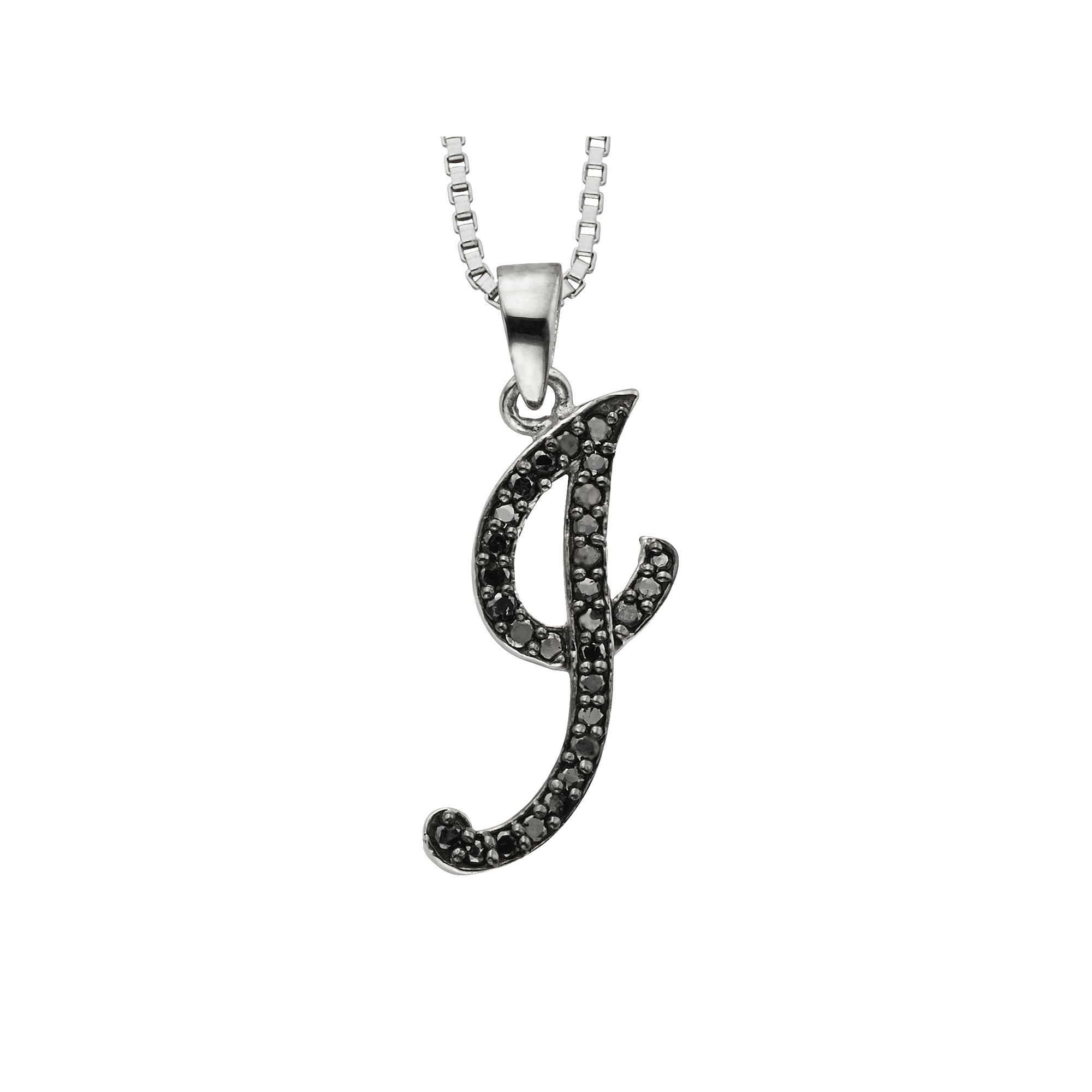 Jewelexcess Sterling Silver 1/4-ct. T.W. Black Diamond Initial Pendant, Wo