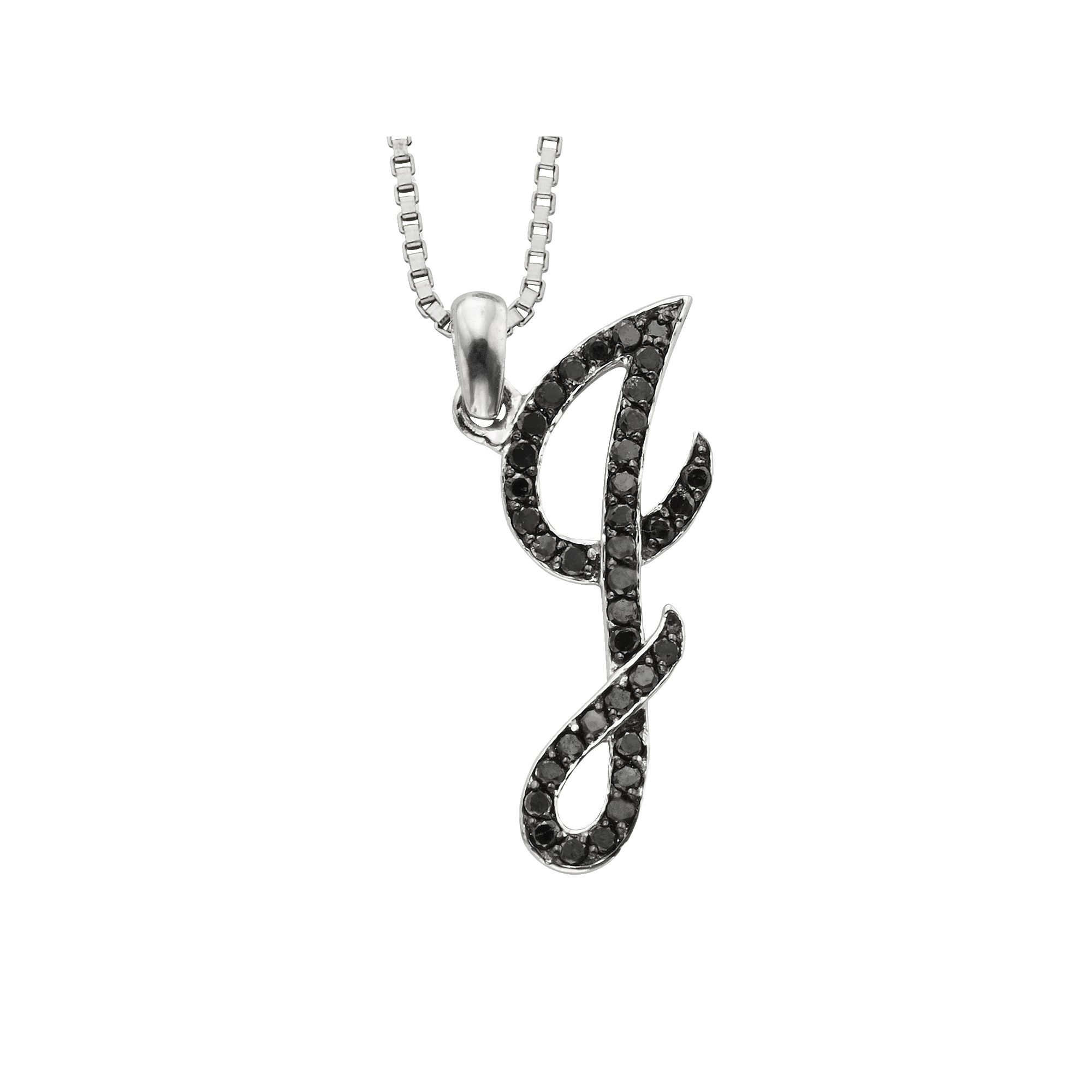 Jewelexcess Sterling Silver 1/4-ct. T.W. Black Diamond Initial Pendant, Wo