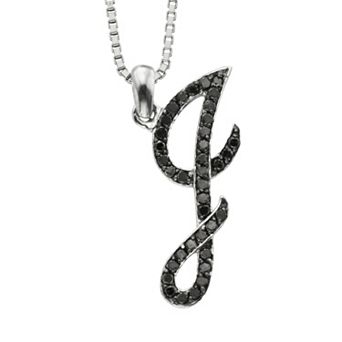 Jewelexcess Sterling Silver 1/4 ct T.W. Black Diamond Initial Pendant