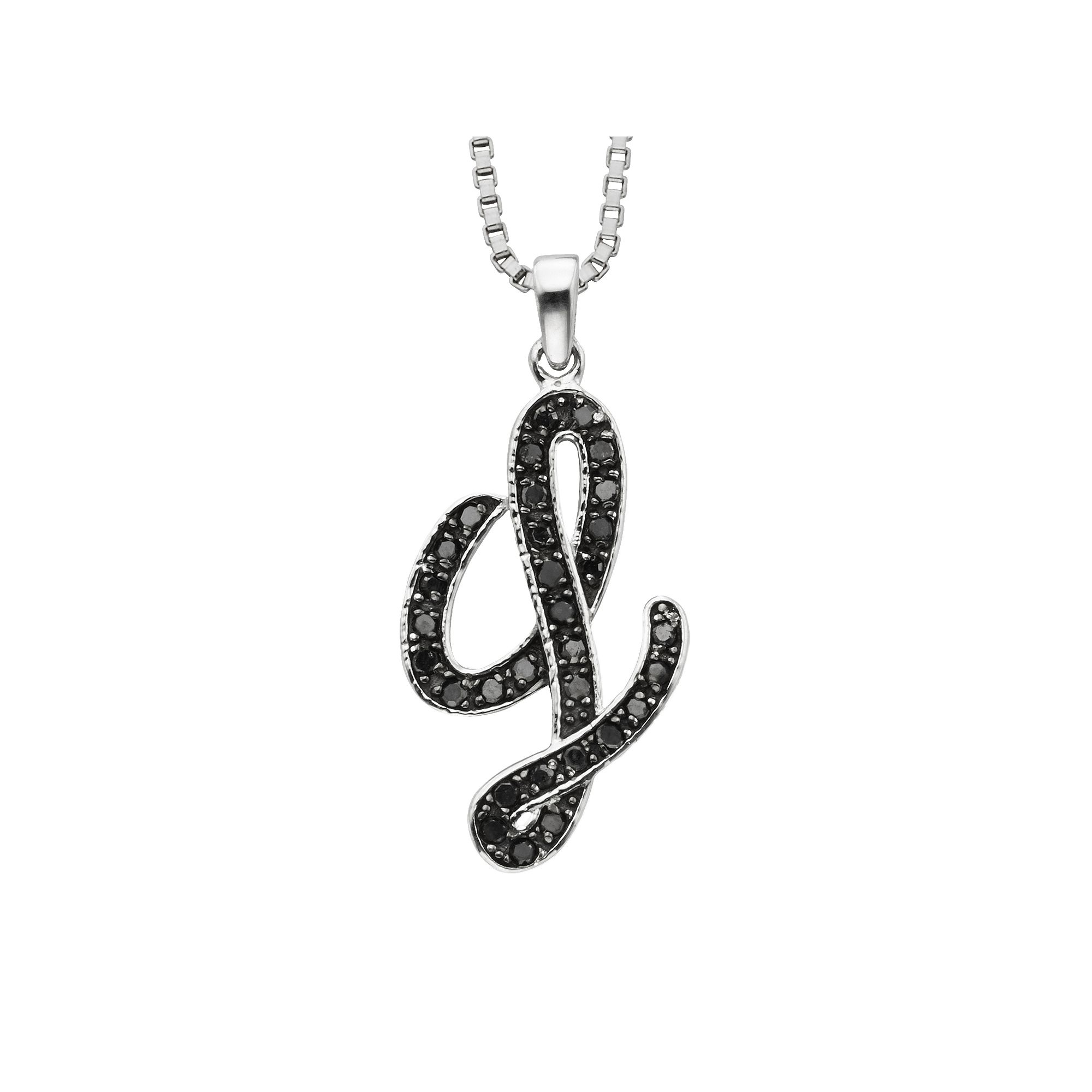 Jewelexcess Sterling Silver 1/4-ct. T.W. Black Diamond Initial Pendant, Wo