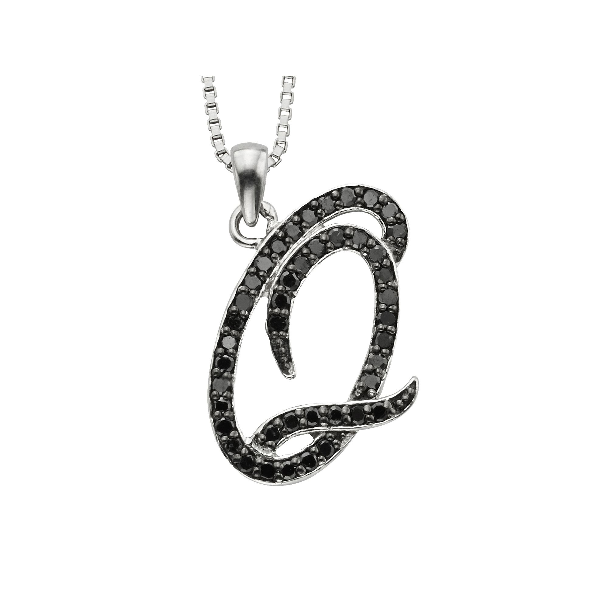 Jewelexcess Sterling Silver 1/4-ct. T.W. Black Diamond Initial Pendant, Wo