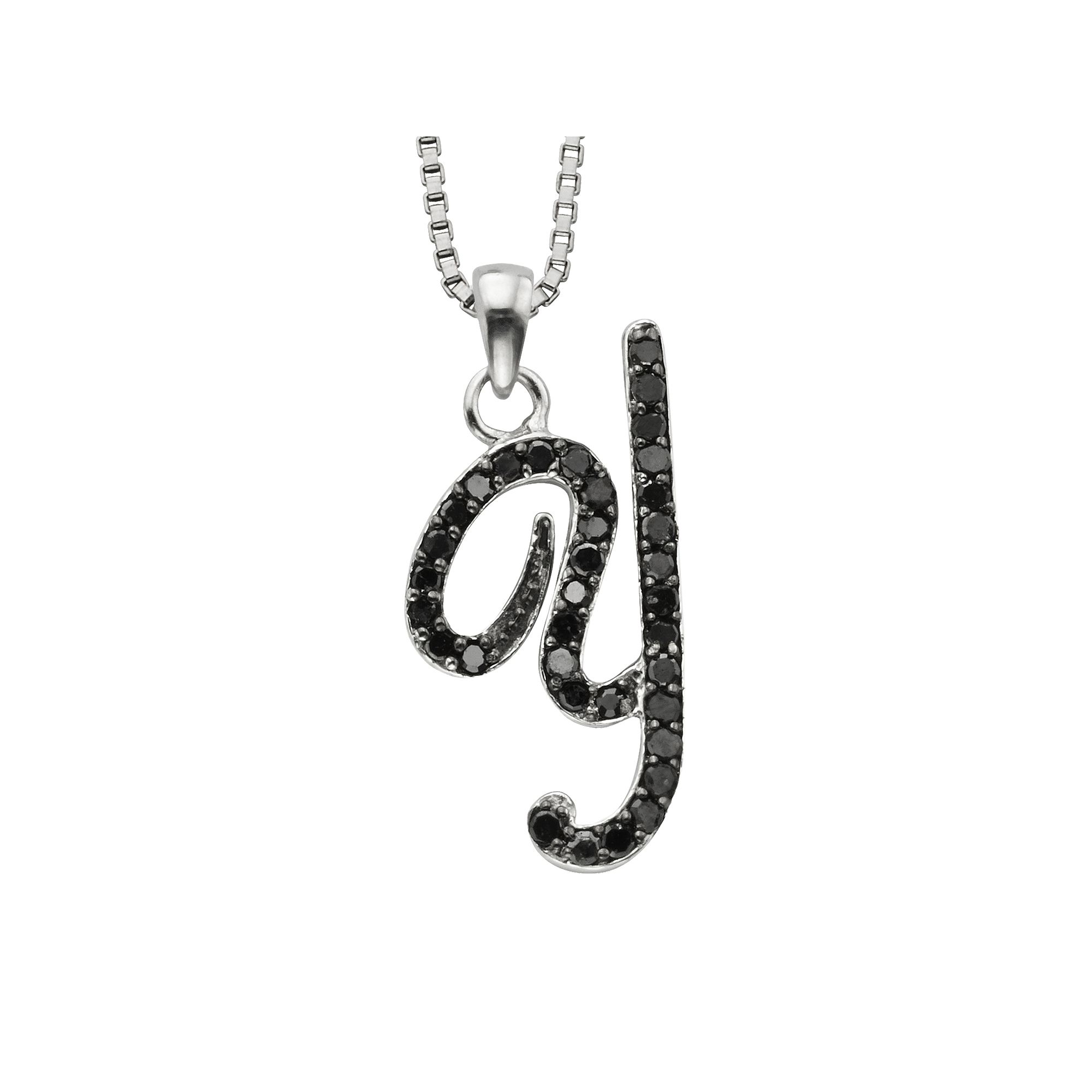 Jewelexcess Sterling Silver 1/4-ct. T.W. Black Diamond Initial Pendant, Wo